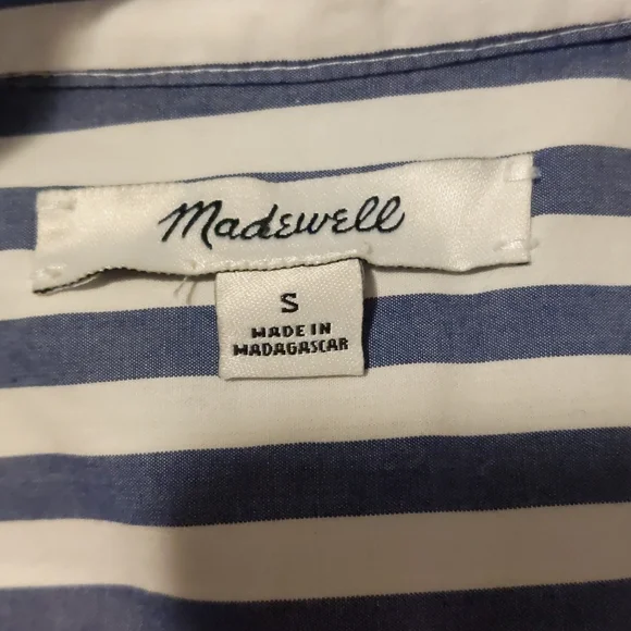 Madewell size S strightly cropped blue and white striped top - Picture 8 of 10